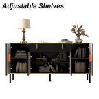 Buffet moderne 4 portes noir/doré et blanc/doré