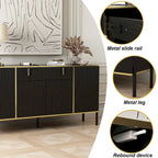 Buffet moderne 4 portes noir/doré et blanc/doré