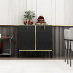 Buffet moderne 4 portes noir/doré et blanc/doré