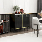 Buffet moderne 4 portes noir/doré et blanc/doré