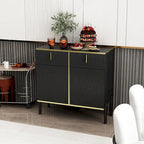Buffet moderne 4 portes noir/doré et blanc/doré