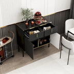Buffet moderne 4 portes noir/doré et blanc/doré
