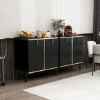 Buffet moderne 4 portes noir/doré et blanc/doré