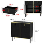 Buffet moderne 4 portes noir/doré et blanc/doré