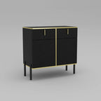 Buffet moderne 4 portes noir/doré et blanc/doré