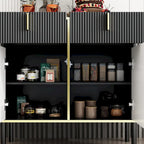 Buffet moderne 4 portes noir/doré et blanc/doré