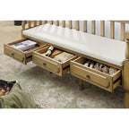 Banc de rangement 3 tiroirs rembourré en tissu style Ferme Noyer / Naturel / Blanc — 1 place