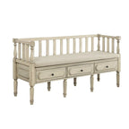 Banc de rangement 3 tiroirs rembourré en tissu style Ferme Noyer / Naturel / Blanc — 1 place