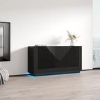 Blanc / Noir | Buffet hautement brillant | Assemblage par 1 personne