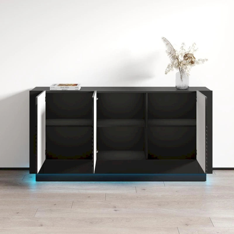 Blanc / Noir | Buffet hautement brillant | Assemblage par 1 personne
