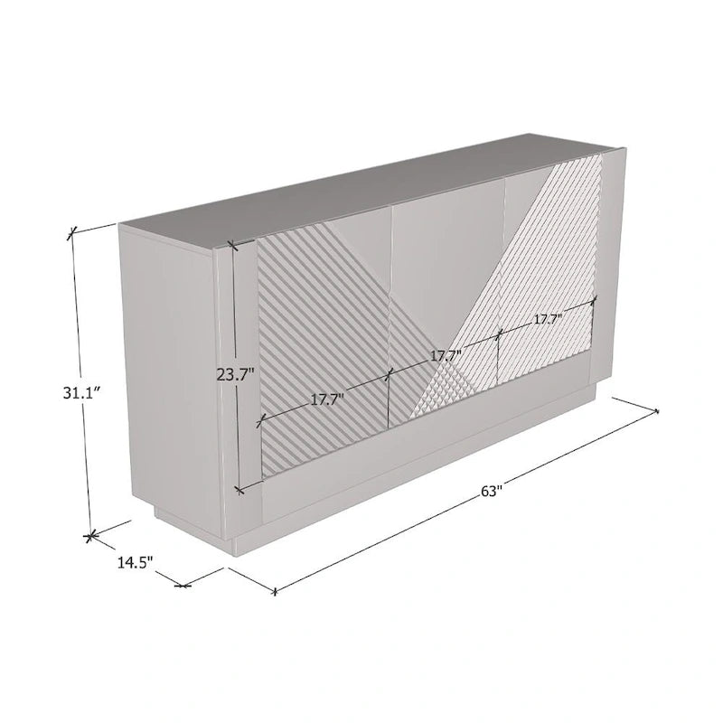 Blanc / Noir | Buffet hautement brillant | Assemblage par 1 personne