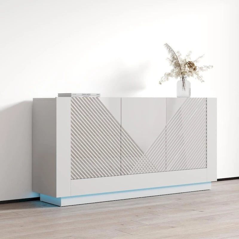 Blanc / Noir | Buffet hautement brillant | Assemblage par 1 personne
