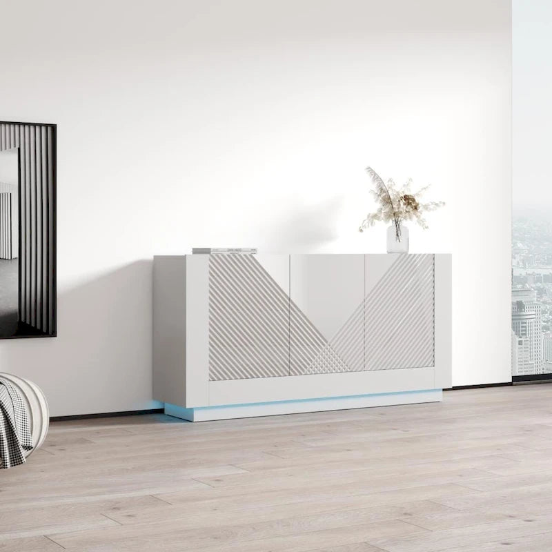 Blanc / Noir | Buffet hautement brillant | Assemblage par 1 personne