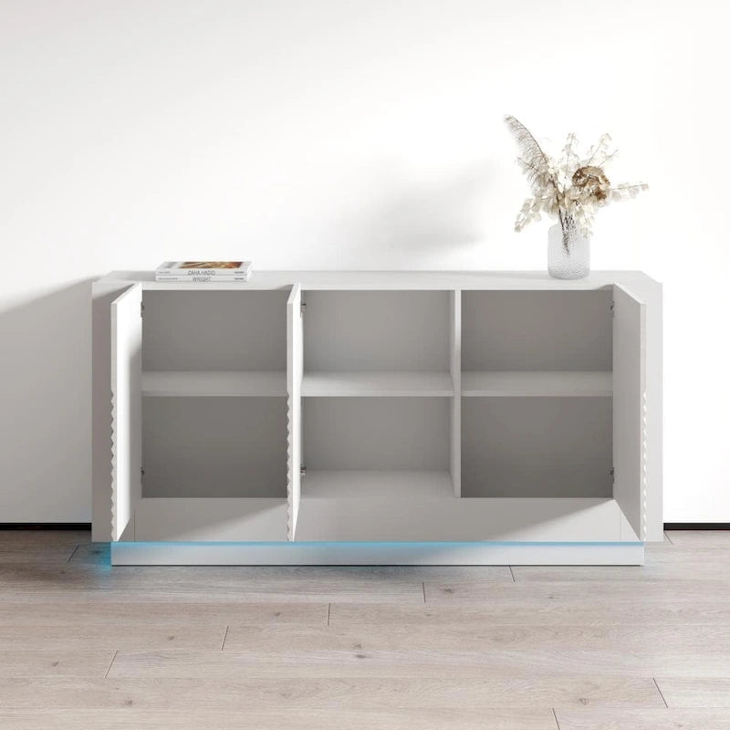 Blanc / Noir | Buffet hautement brillant | Assemblage par 1 personne