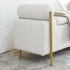 Banc de rangement 2 places en velours vert / beige / blanc avec pieds dorés