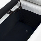 Banc de rangement 2 places en velours vert / beige / blanc avec pieds dorés