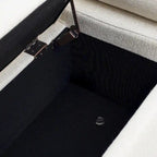 Banc de rangement 2 places en velours vert / beige / blanc avec pieds dorés