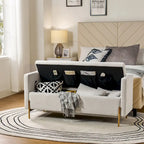 Banc de rangement capitonné rabattable en velours gris / moutarde / bleu marine / ivoire / noir avec accoudoirs et coussins, 1 personne