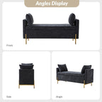 Banc de rangement capitonné rabattable en velours gris / moutarde / bleu marine / ivoire / noir avec accoudoirs et coussins, 1 personne