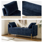 Banc de rangement capitonné rabattable en velours gris / moutarde / bleu marine / ivoire / noir avec accoudoirs et coussins, 1 personne