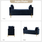Banc de rangement capitonné rabattable en velours gris / moutarde / bleu marine / ivoire / noir avec accoudoirs et coussins, 1 personne
