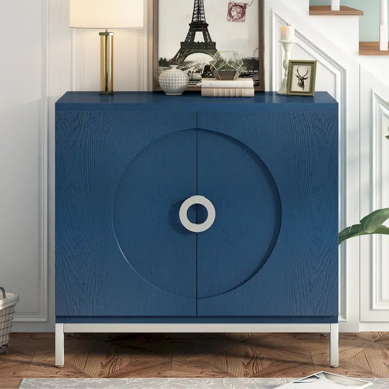 Bahut en placage de bois bleu marine / blanc / noir — Assemblage par 1 personne