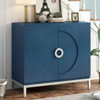 Bahut en placage de bois bleu marine / blanc / noir — Assemblage par 1 personne