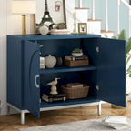 Bahut en placage de bois bleu marine / blanc / noir — Assemblage par 1 personne