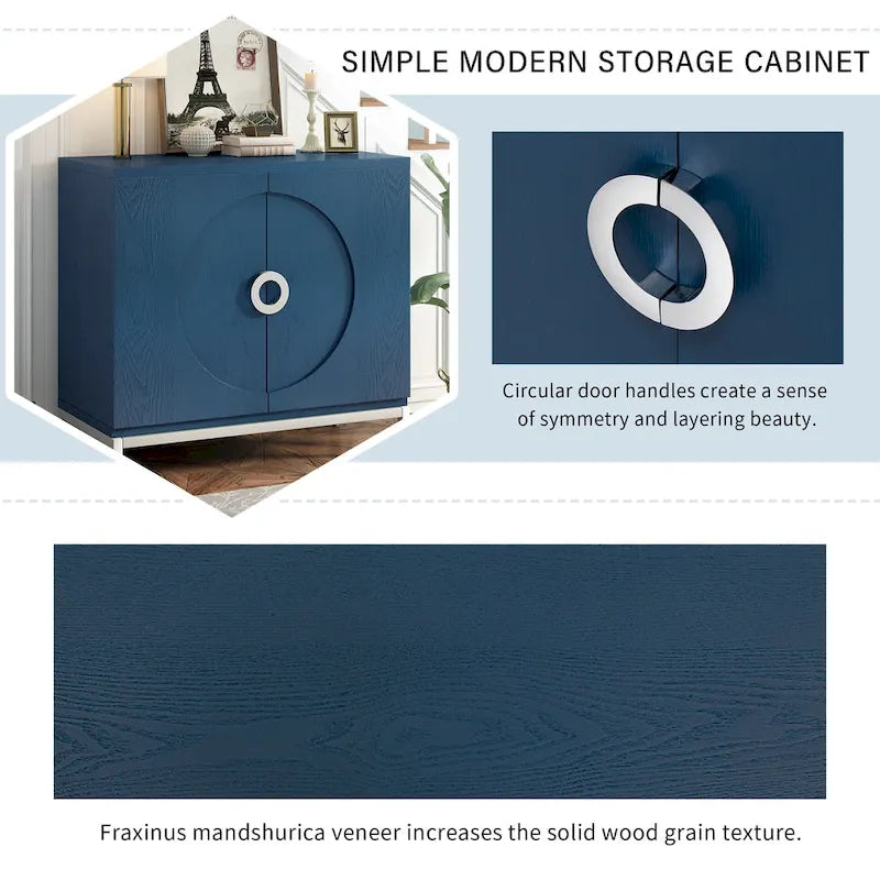 Bahut en placage de bois bleu marine / blanc / noir — Assemblage par 1 personne