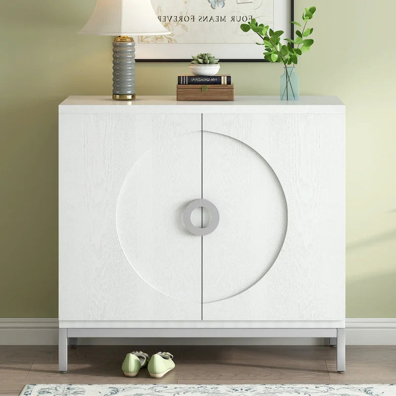 Bahut en placage de bois bleu marine / blanc / noir — Assemblage par 1 personne