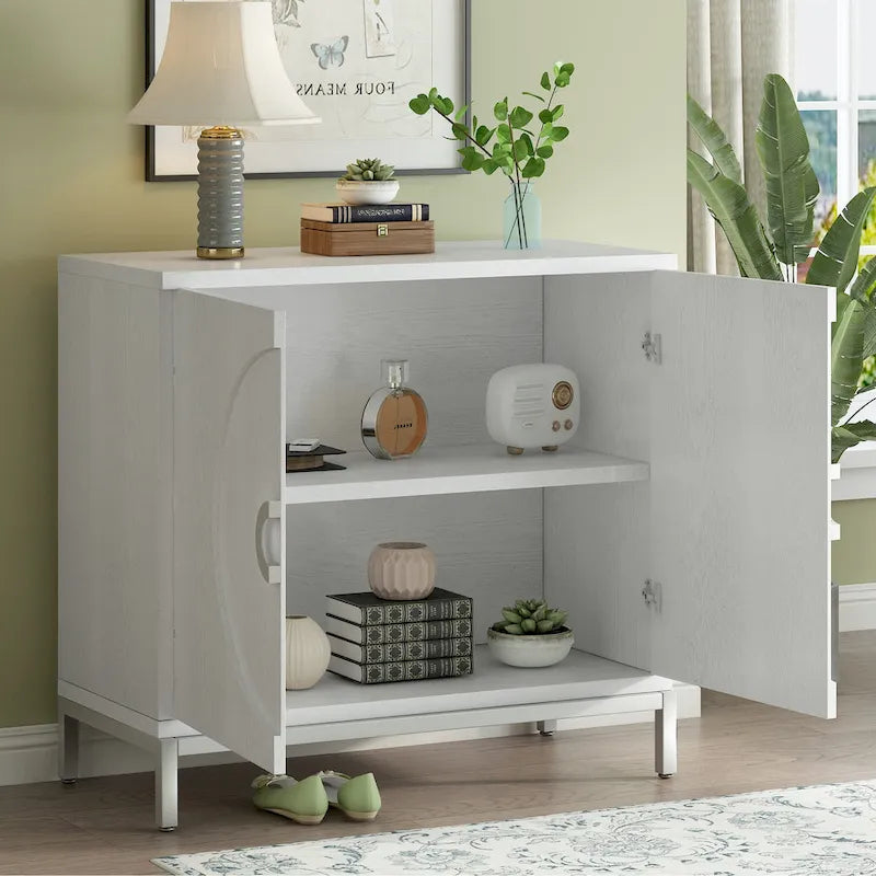 Bahut en placage de bois bleu marine / blanc / noir — Assemblage par 1 personne