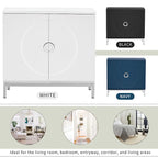 Bahut en placage de bois bleu marine / blanc / noir — Assemblage par 1 personne