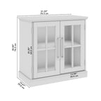 Armoire de rangement de style campagnard en frêne blanc et noir vintage avec portes vitrées – 1 porte