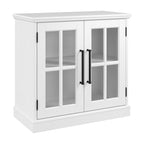 Armoire de rangement de style campagnard en frêne blanc et noir vintage avec portes vitrées – 1 porte