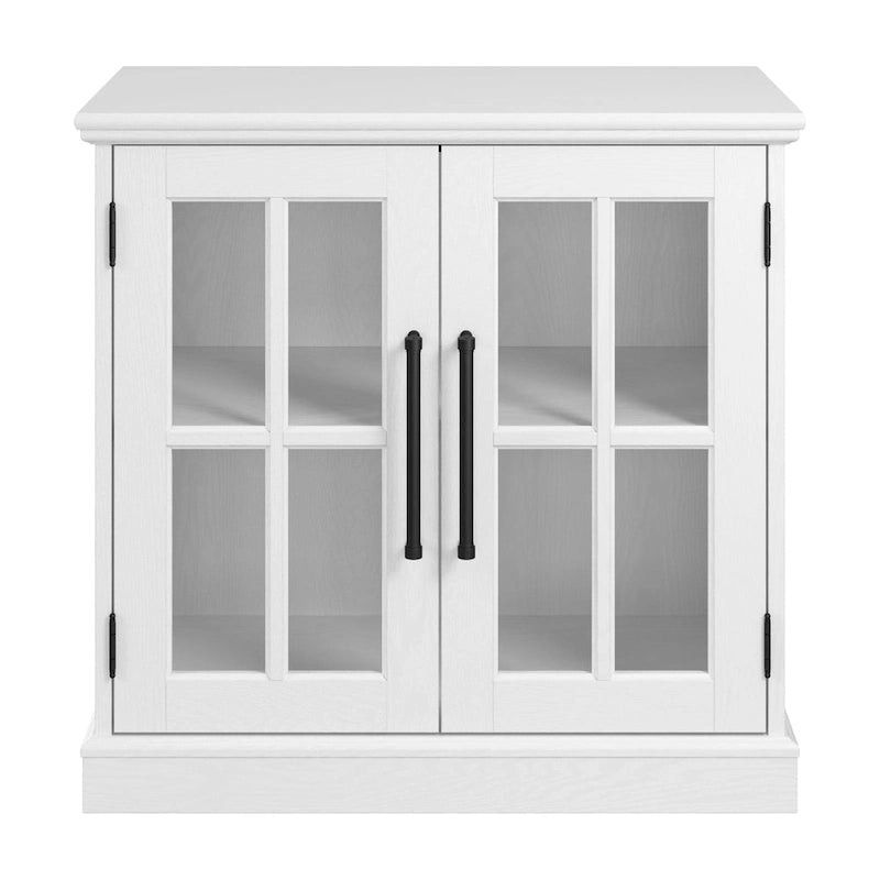 Armoire de rangement de style campagnard en frêne blanc et noir vintage avec portes vitrées – 1 porte