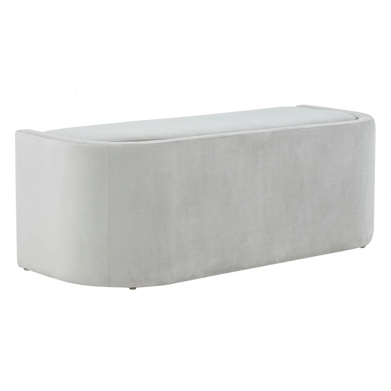 Banc incurvé en velours gris clair/gris ardoise – 2 places