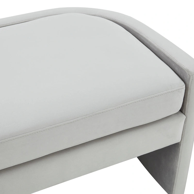 Banc incurvé en velours gris clair/gris ardoise – 2 places
