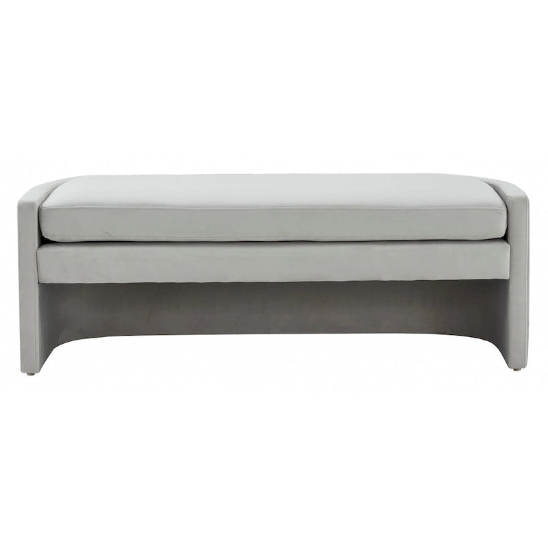 Banc incurvé en velours gris clair/gris ardoise – 2 places