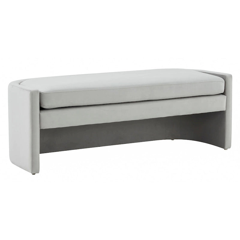 Banc incurvé en velours gris clair/gris ardoise – 2 places