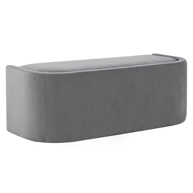 Banc incurvé en velours gris clair/gris ardoise – 2 places