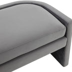 Banc incurvé en velours gris clair/gris ardoise – 2 places