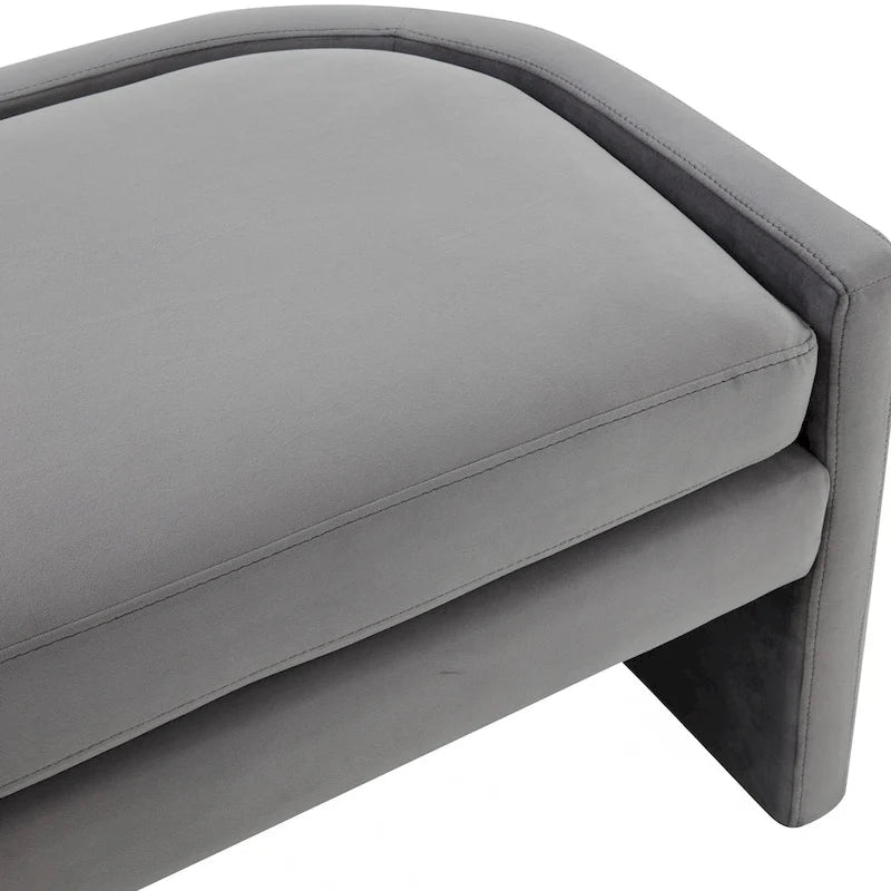 Banc incurvé en velours gris clair/gris ardoise – 2 places