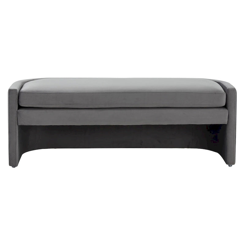 Banc incurvé en velours gris clair/gris ardoise – 2 places