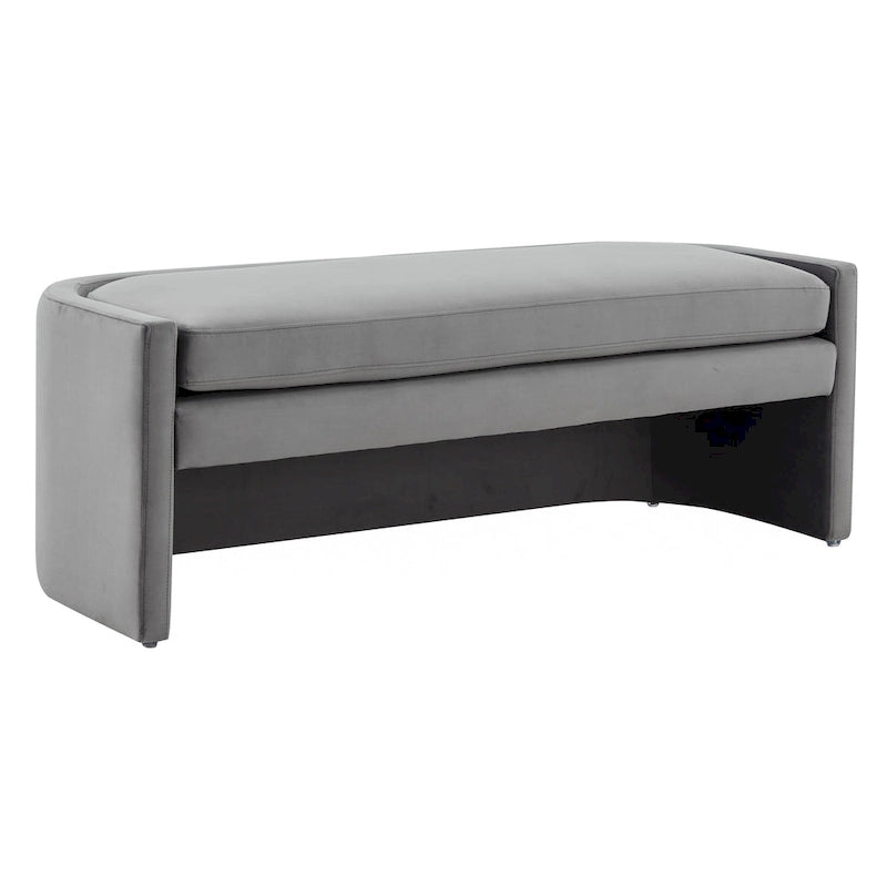Banc incurvé en velours gris clair/gris ardoise – 2 places
