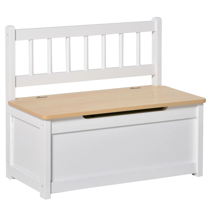 Banc de rangement pour enfants rose/gris/blanc avec couvercle de sécurité – Coffre à jouets et siège 2 en 1