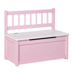 Banc de rangement pour enfants rose/gris/blanc avec couvercle de sécurité – Coffre à jouets et siège 2 en 1