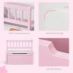 Banc de rangement pour enfants rose/gris/blanc avec couvercle de sécurité – Coffre à jouets et siège 2 en 1