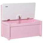 Banc de rangement pour enfants rose/gris/blanc avec couvercle de sécurité – Coffre à jouets et siège 2 en 1