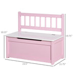 Banc de rangement pour enfants rose/gris/blanc avec couvercle de sécurité – Coffre à jouets et siège 2 en 1