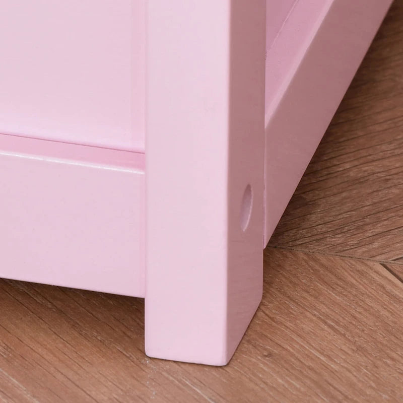 Banc de rangement pour enfants rose/gris/blanc avec couvercle de sécurité – Coffre à jouets et siège 2 en 1
